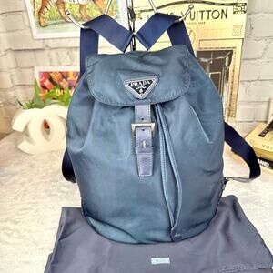 Prada Blue Nylon Backpack Good Used Condition with cards and dust bag